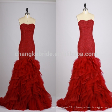 2016 Borgonha Sweetheart Mermaid Ruffle Vestido de Noiva Vintage Color Wedding Gown For Bride